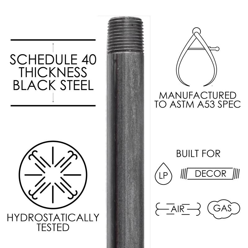 STZ Industries 1/2 in. MIP each X 1/2 in. D MIP Black Steel 2 in. L Nipple - Case of 5