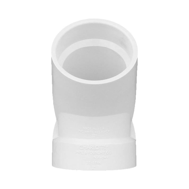 Charlotte Pipe Schedule 40 2 in. Hub X 2 in. D Hub PVC 45 Degree Elbow 1 pk