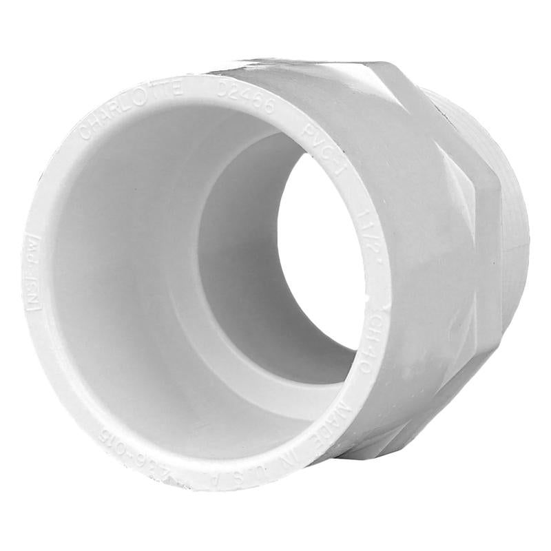 Charlotte Pipe Schedule 40 1-1/2 in. Slip X 1-1/2 in. D MPT PVC Pipe Adapter 1 pk - Case of 25