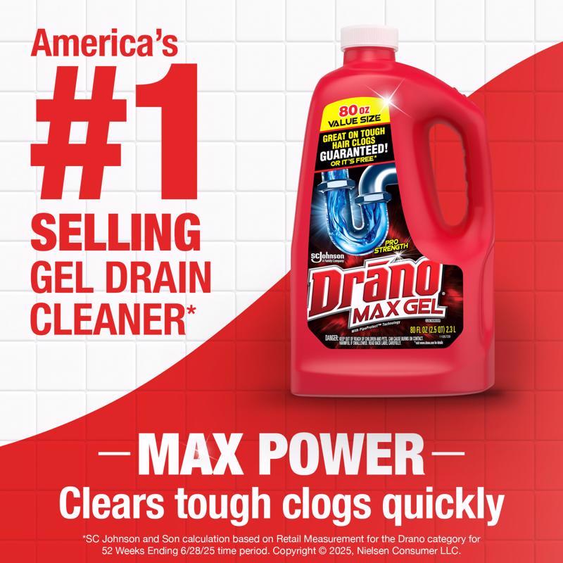 Drano Professional Strength Gel Clog Remover 80 oz - Case of 6