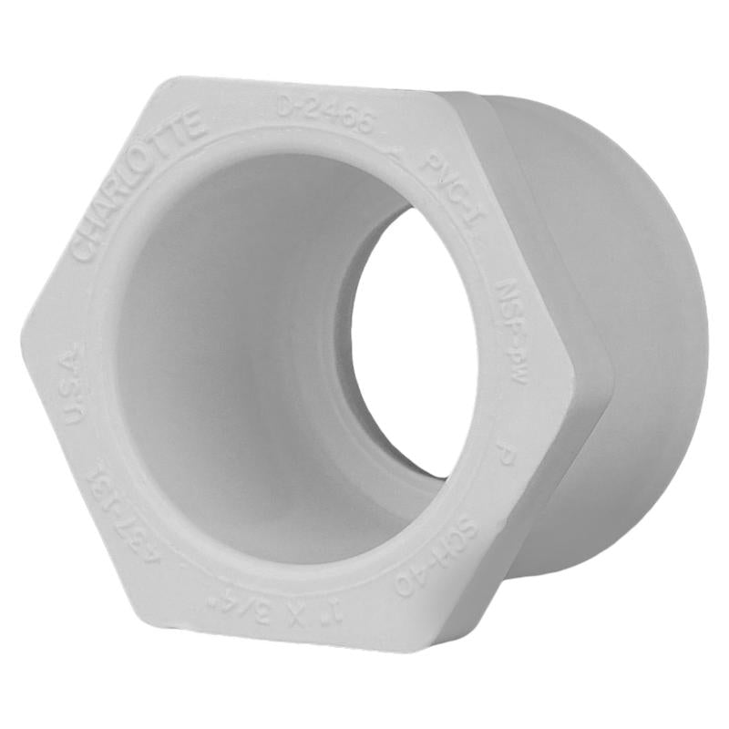Charlotte Pipe Schedule 40 1 in. Slip X 3/4 in. D Slip PVC Reducing Bushing 1 pk - Case of 25