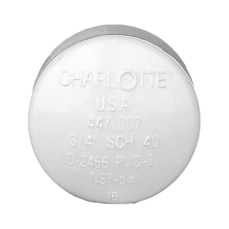 Charlotte Pipe Schedule 40 3/4 in. Socket X 3/4 in. D Socket PVC Cap 1 pk - Case of 25
