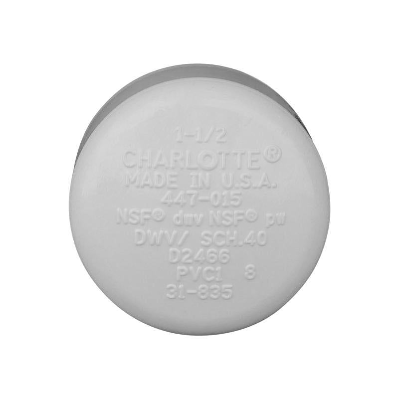 Charlotte Pipe Schedule 40 1-1/2 in. Slip PVC Cap 1 pk - Case of 25