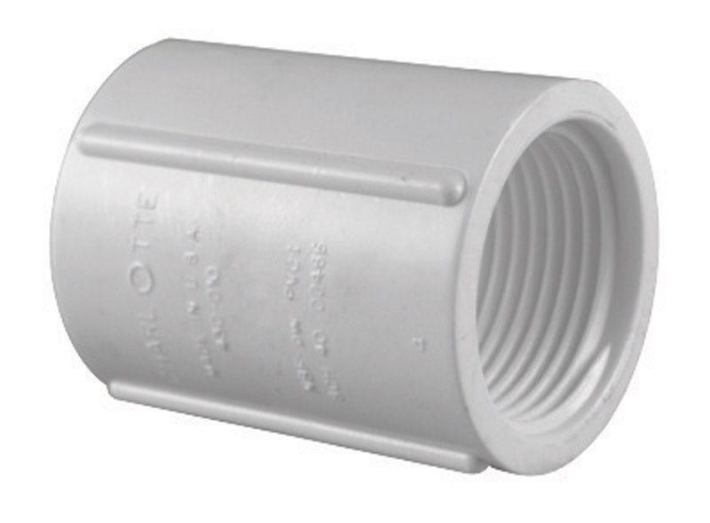 Charlotte Pipe Schedule 40 3/4 in. FPT X 3/4 in. D FPT PVC Coupling 1 pk - Case of 25