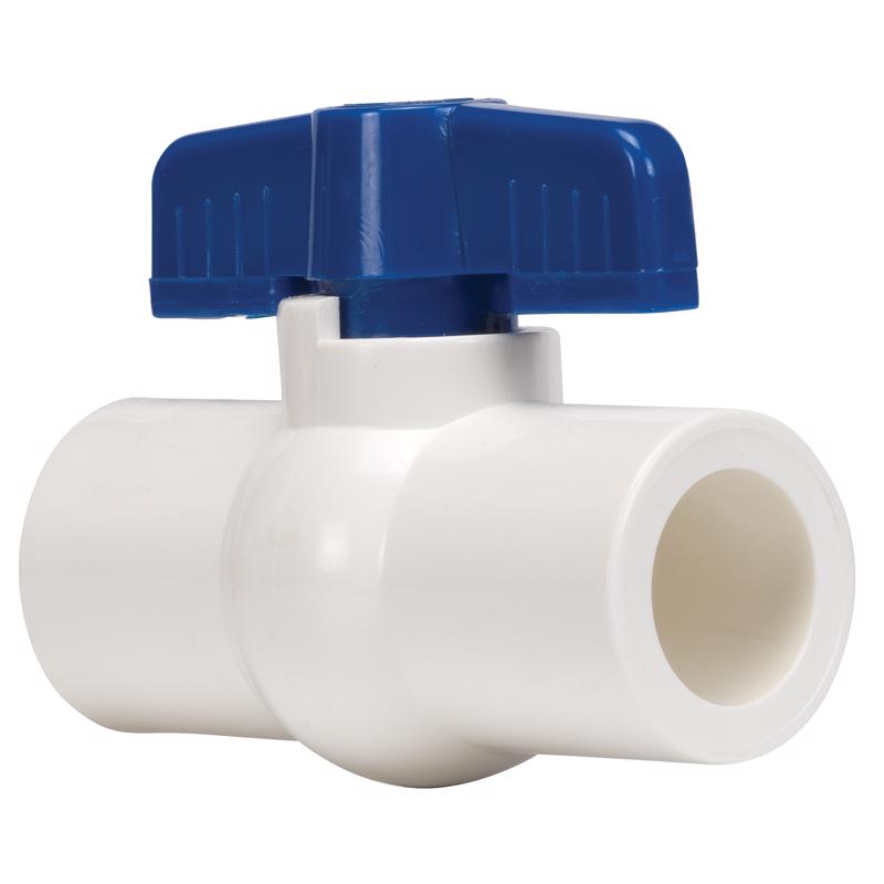 Homewerks 1-1/2 in. PVC Slip Ball Valve Full Port Quarter-Turn Lever For Potable Water