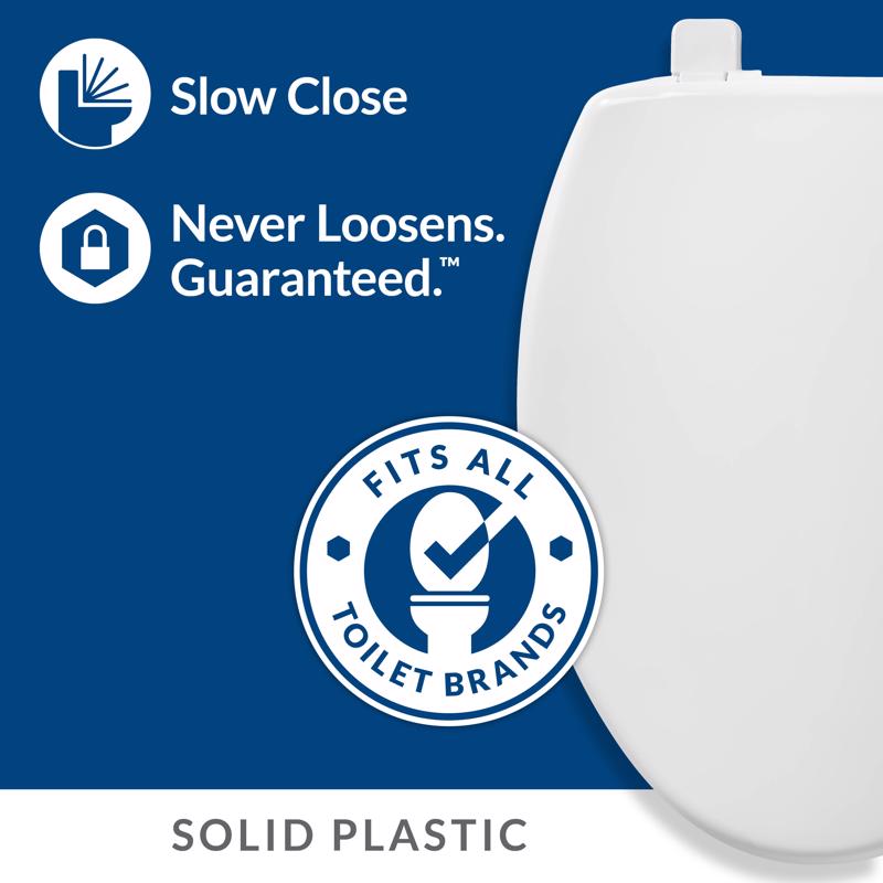 Mayfair by Bemis Caswell Slow Close Elongated White Plastic Toilet Seat - Case of 4
