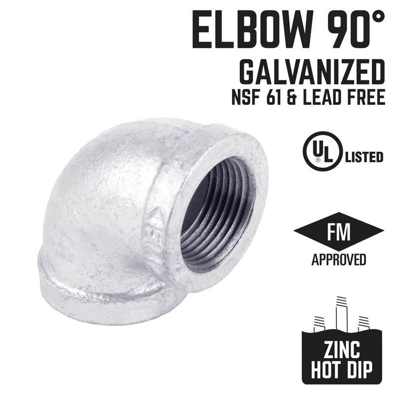 STZ Industries 3/4 in. FIP each X 3/4 in. D FIP Galvanized Malleable Iron 90 Degree Elbow