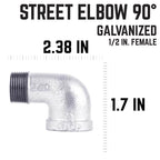 STZ Industries 1/2 in. FIP each X 1/2 in. D MIP Galvanized Malleable Iron 90 Degree Street Elbow - Case of 5