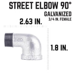STZ Industries 3/4 in. FIP each X 3/4 in. D MIP Galvanized Malleable Iron 90 Degree Street Elbow - Case of 5