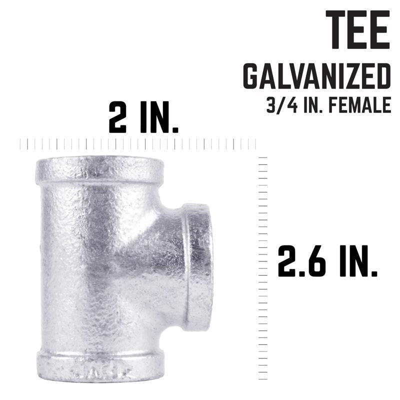 STZ Industries 3/4 in. FIP each X 3/4 in. D FIP 3/4 in. D FIP Galvanized Malleable Iron Tee - Case of 5