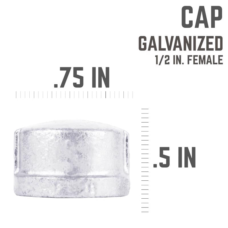 STZ Industries 1/2 in. FIP each Galvanized Malleable Iron Cap - Case of 5
