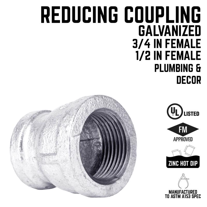STZ Industries 3/4 in. FIP each X 1/2 in. D FIP Galvanized Malleable Iron Reducing Coupling - Case of 5