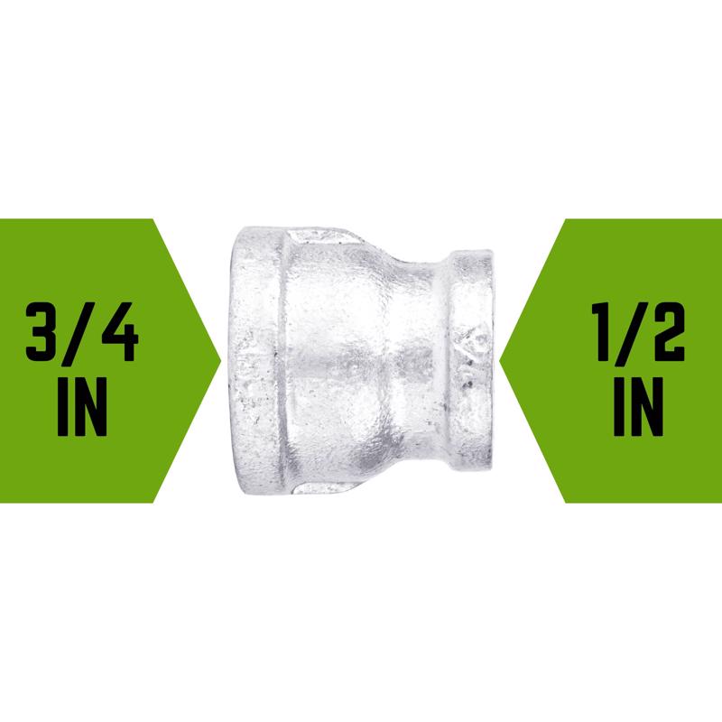STZ Industries 3/4 in. FIP each X 1/2 in. D FIP Galvanized Malleable Iron Reducing Coupling - Case of 5
