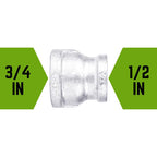 STZ Industries 3/4 in. FIP each X 1/2 in. D FIP Galvanized Malleable Iron Reducing Coupling - Case of 5