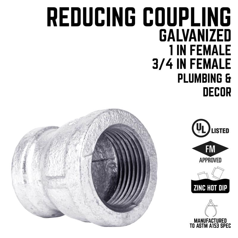 STZ Industries 1 in. FIP each X 3/4 in. D FIP Galvanized Malleable Iron Reducing Coupling - Case of 5