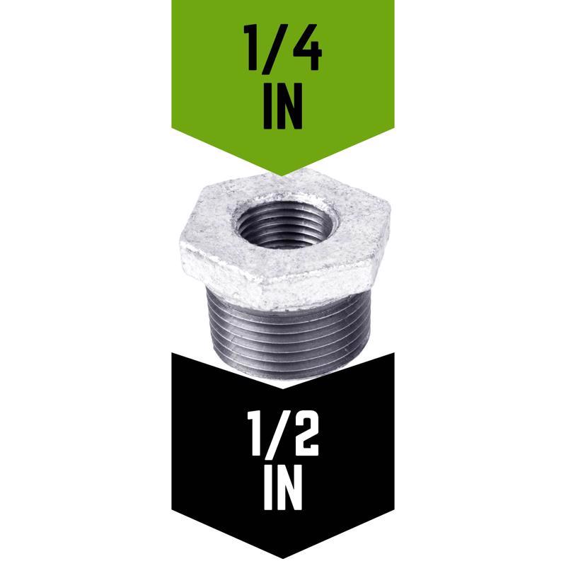 STZ Industries 1/2 in. MIP each X 1/4 in. D FIP Galvanized Malleable Iron Hex Bushing - Case of 5