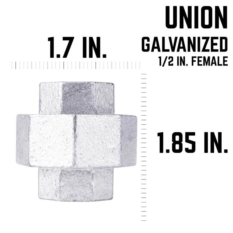 STZ Industries 1/2 in. FIP each X 1/2 in. D FIP Galvanized Malleable Iron Union - Case of 5