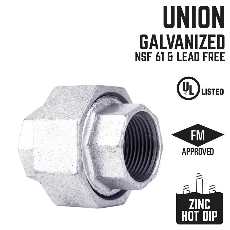 STZ Industries 1/2 in. FIP each X 1/2 in. D FIP Galvanized Malleable Iron Union - Case of 5