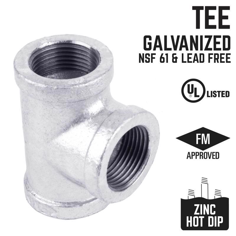 STZ Industries 2 in. FIP each X 2 in. D FIP 2 in. D FIP Galvanized Malleable Iron Tee