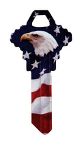 HILLMAN Wackey Flag & Eagle House/Office Universal Key Blank Single - Case of 6