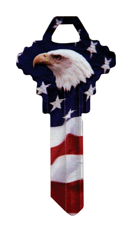 HILLMAN Wackey Flag & Eagle House/Office Universal Key Blank Single - Case of 6
