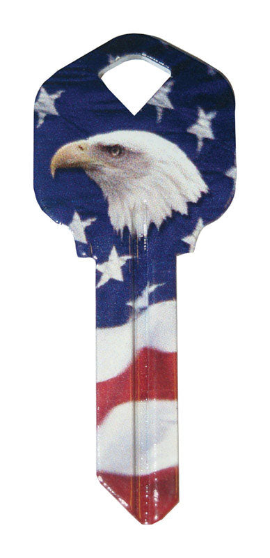 HILLMAN Wackey Flag & Eagle House/Office Universal Key Blank Single - Case of 6