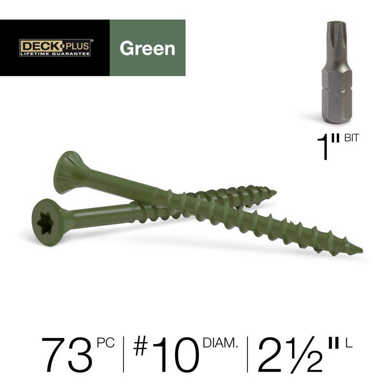 HILLMAN Deck Plus No. 10 in. X 2-1/2 in. L Green Star Flat Head Exterior Deck Screws 1 lb 73 pk