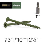 HILLMAN Deck Plus No. 10 in. X 2-1/2 in. L Green Star Flat Head Exterior Deck Screws 1 lb 73 pk