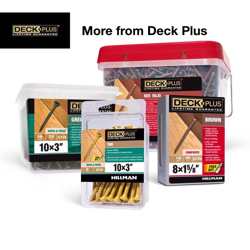 HILLMAN Deck Plus No. 10 in. X 2-1/2 in. L Green Star Flat Head Exterior Deck Screws 1 lb 73 pk