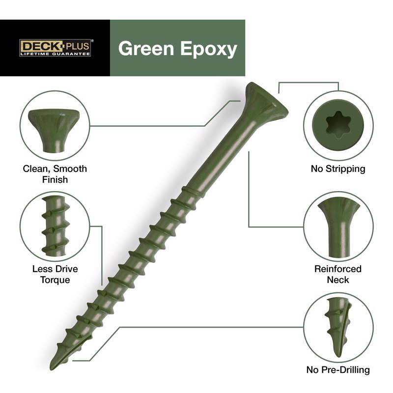 HILLMAN Deck Plus No. 10 in. X 2-1/2 in. L Green Star Flat Head Exterior Deck Screws 1 lb 73 pk