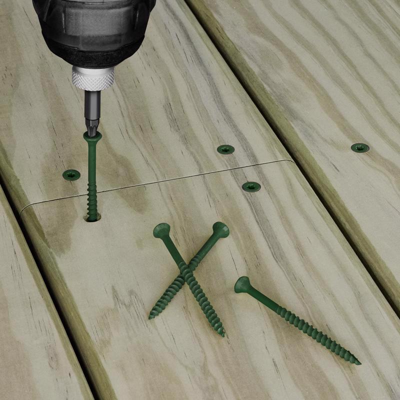 HILLMAN Deck Plus No. 8 Ga. X 2 in. L Green Star Flat Head Exterior Deck Screws 1 lb 125 pk