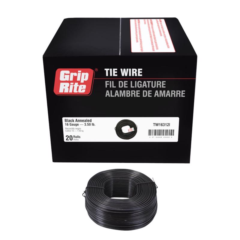 Grip-Rite 0.02 in. D X 335 ft. L Black Annealed Steel 16 Ga. Tie Wire - Case of 20
