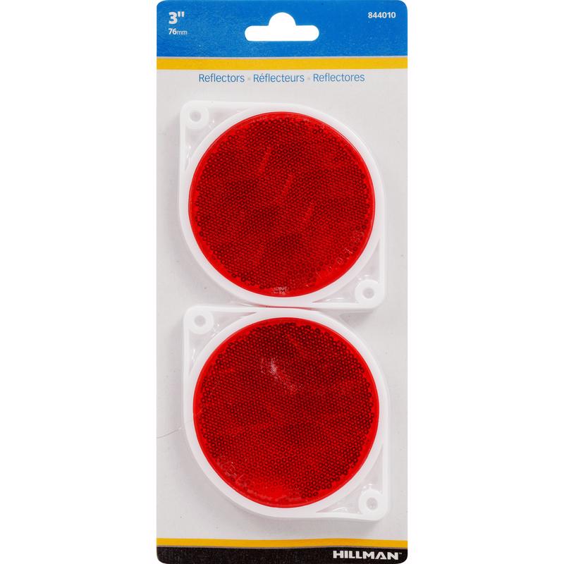 HILLMAN 3 in. Round Red Reflectors 2 pk - Case of 6