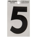 HILLMAN 3 in. Reflective Black Vinyl Self-Adhesive Number 5 1 pc - Case of 6