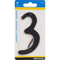 HILLMAN 4 in. Black Aluminum Nail-On Number 3 1 pc - Case of 3