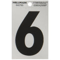 HILLMAN 3 in. Reflective Black Vinyl Self-Adhesive Number 6 1 pc - Case of 6