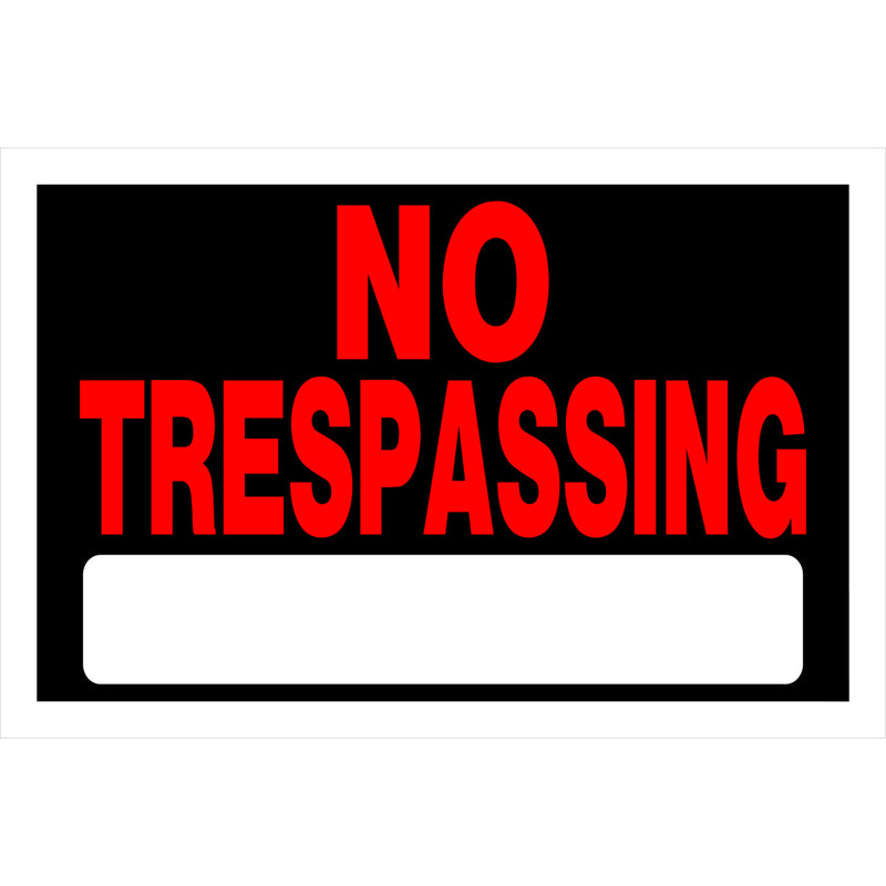 HILLMAN English Black No Trespassing Sign 8 in. H X 12 in. W - Case of 6