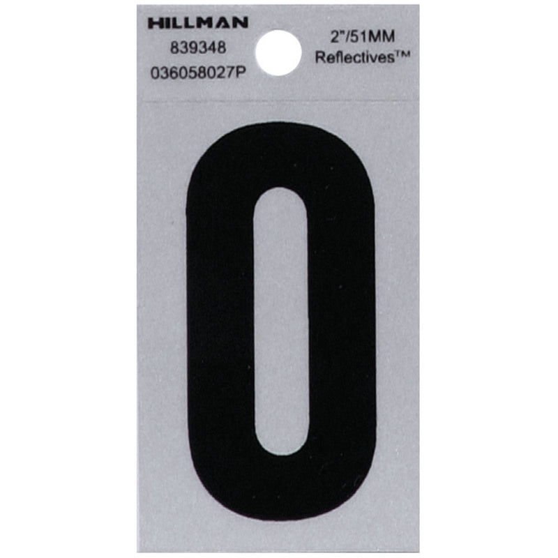 HILLMAN 2 in. Reflective Black Vinyl Self-Adhesive Letter O 1 pc - Case of 6
