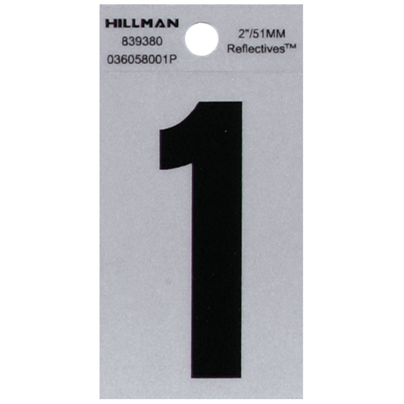 HILLMAN 2 in. Reflective Black Polyester Film Self-Adhesive Number 1 1 pc - Case of 6