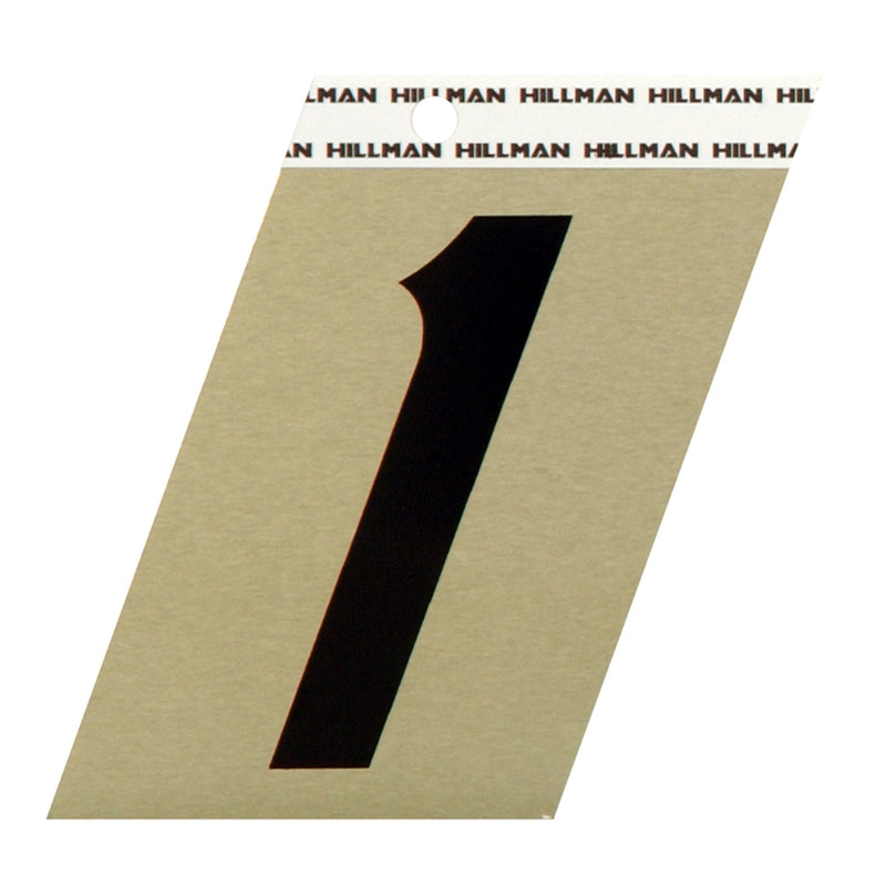 HILLMAN 3 in. Reflective Black Vinyl Self-Adhesive Number 1 1 pc - Case of 3