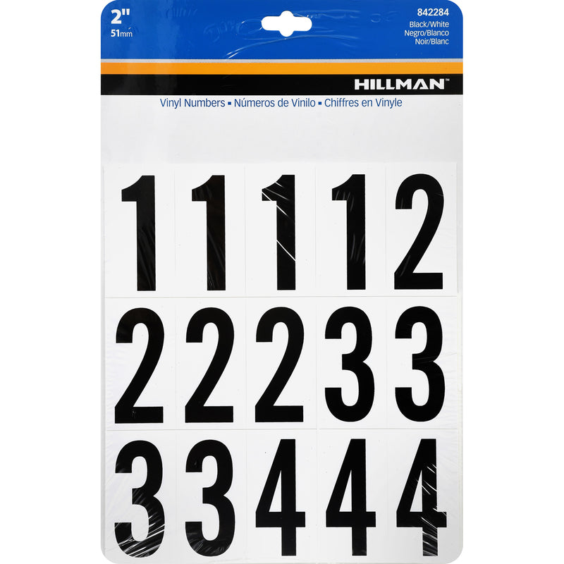 HILLMAN 2 in. Black Vinyl Self-Adhesive Number Set 0-9 35 pc - Case of 6