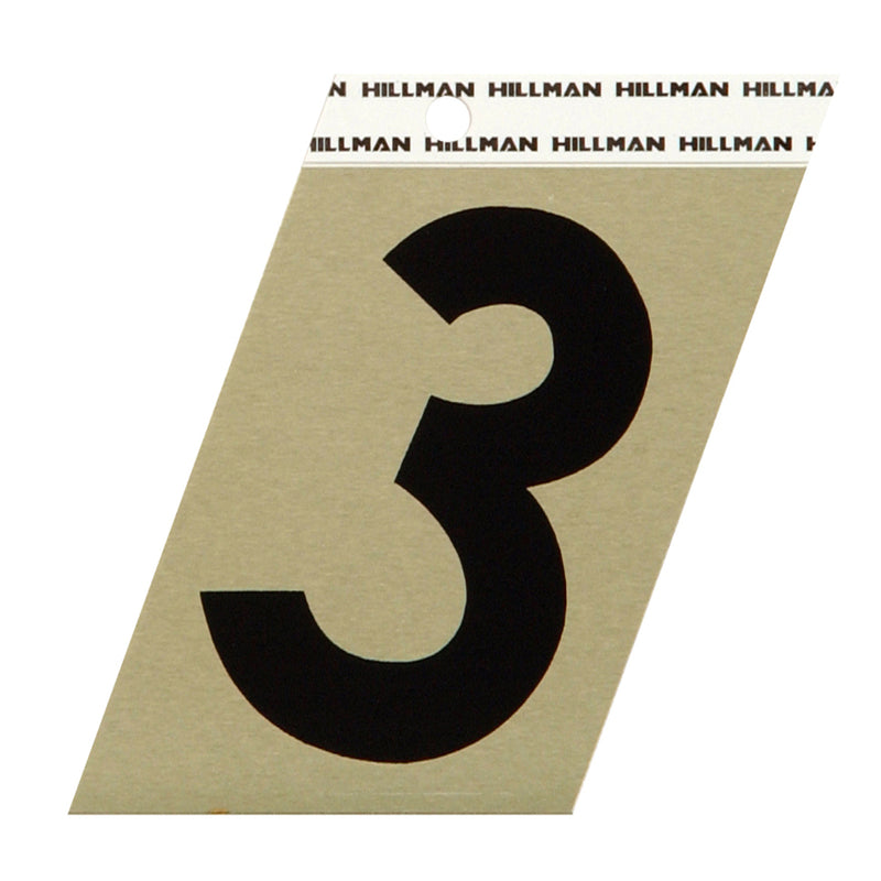 HILLMAN 3 in. Reflective Black Vinyl Self-Adhesive Number 3 1 pc - Case of 3