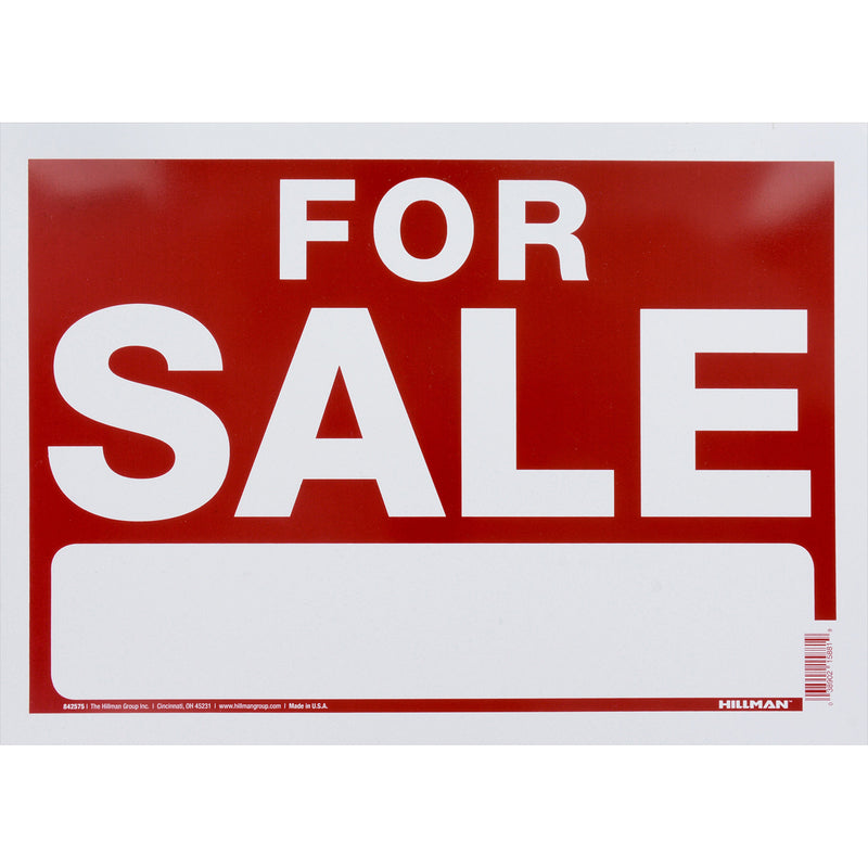 HILLMAN English Red For Sale Sign 10 in. H X 14 in. W - Case of 6