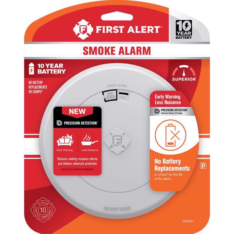 First Alert 10-Year Battery Photoelectric Slim Smoke Detector 1 pk - Case of 4