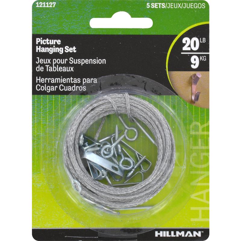 HILLMAN Zinc Conventional Picture Hanging Set 20 lb 5 pk - Case of 10