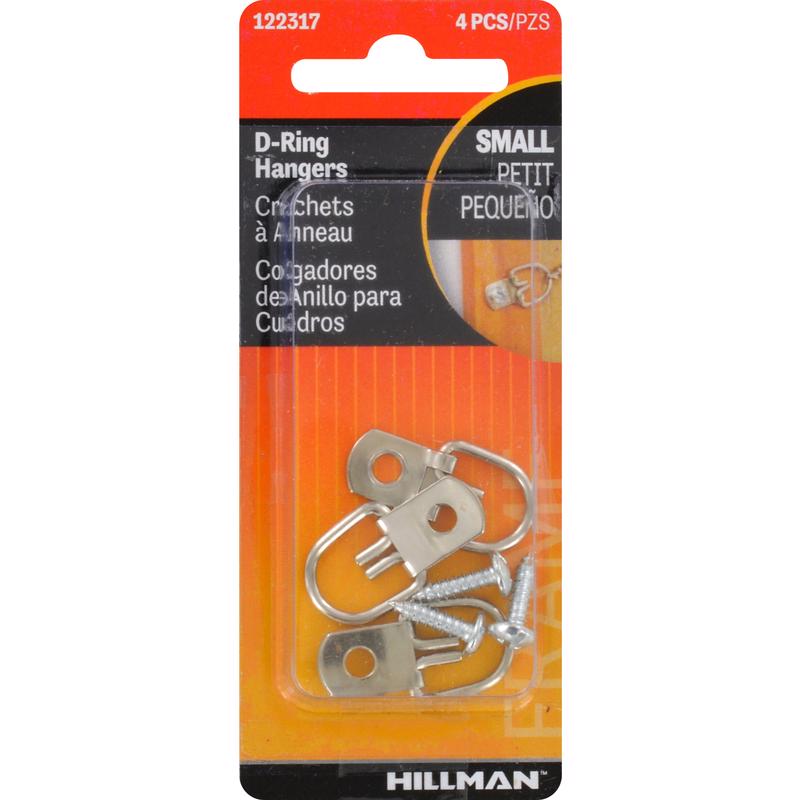 HILLMAN Zinc Silver Small D-Ring Hanger 1 lb 4 pc - Case of 10