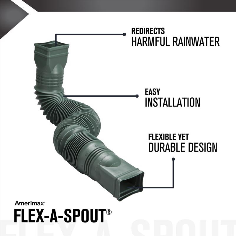 Amerimax Flex-A-Spout 4.5 in. H X 4.5 in. W X 55 in. L Green Vinyl K Downspout Extension