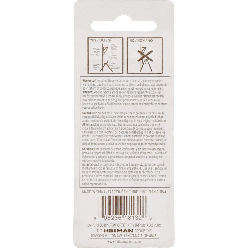 HILLMAN Zinc Silver Conventional Picture Hanger 10 lb 1 pk - Case of 10