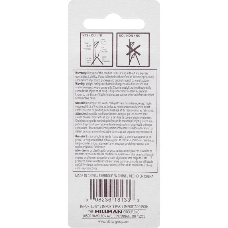 HILLMAN Zinc Silver Conventional Picture Hanger 20 lb 1 pk - Case of 10