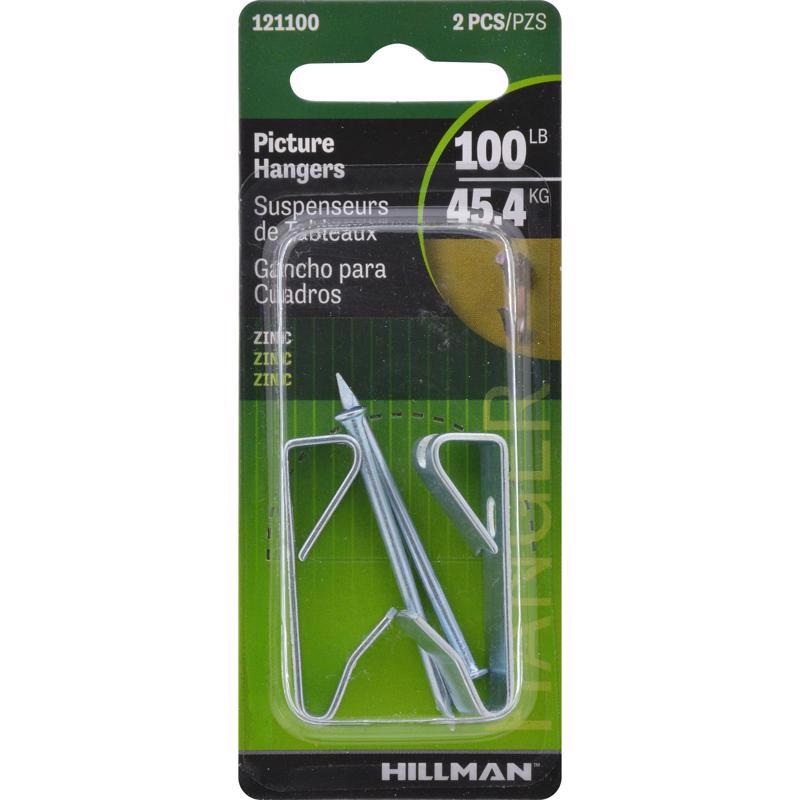 HILLMAN Zinc Silver Conventional Picture Hanger 100 lb 1 pk - Case of 10